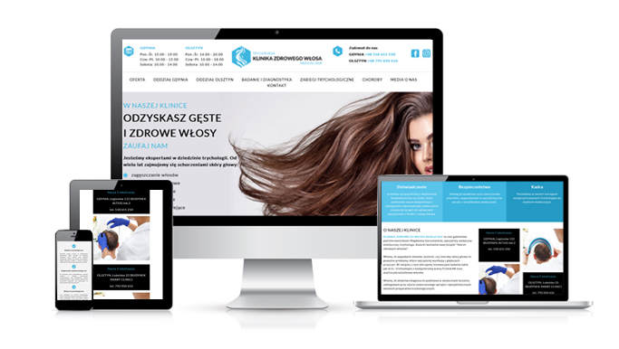 projekt strony WWW: Klinika zdrowego włosa